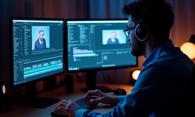 Graphic designer working on a detailed image retouching with professional software